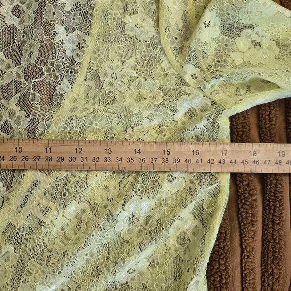 Open Edit Yellow Floral Sheer Lace Maxi Dress M Deep V Back Cottage Boho Y2K - Picture 9 of 11